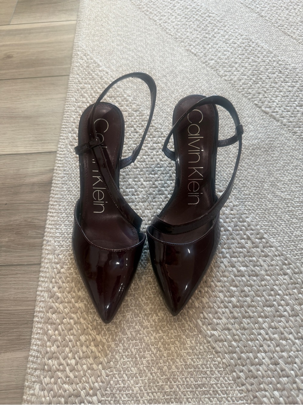 Calvin Klein Women's Burgundy Patent Pointed Slingback Pumps